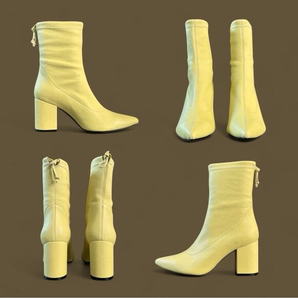 Anine Bing Chloe Yellow Leather Block Heel Boots Size 8 $450 - Picture 6 of 16